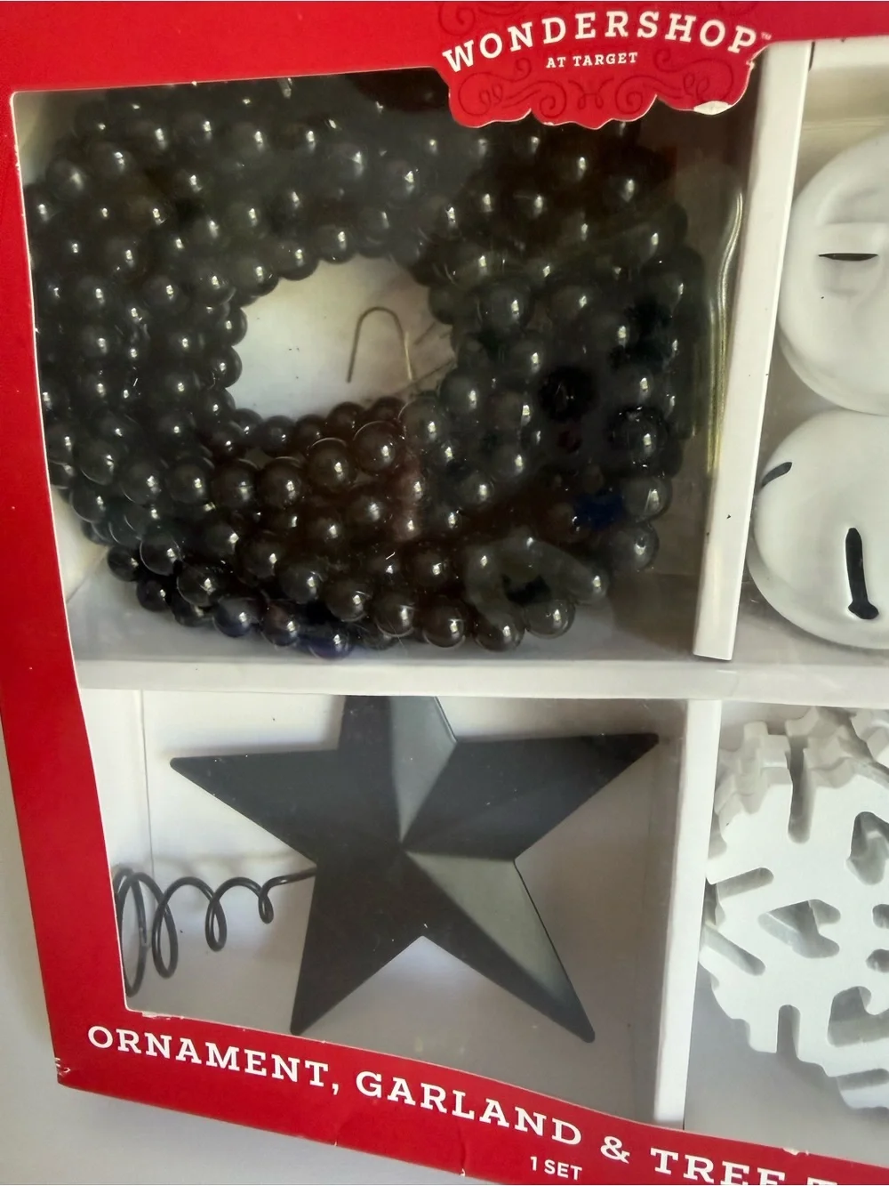 Target Wondershop Christmas Ornament Garland Tree Topper Decor Set NIB Black